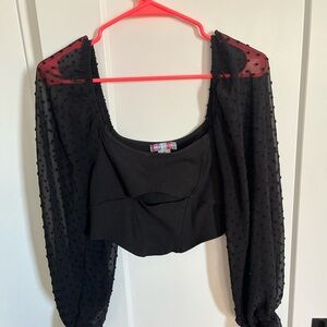 Elegant Black Sheer Sleeve Top